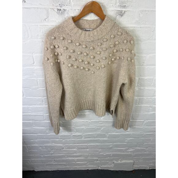 Madewell Women's Placed Bobble Mockneck Sweater Long Sleeve Beige Size Medium - Picture 4 of 8